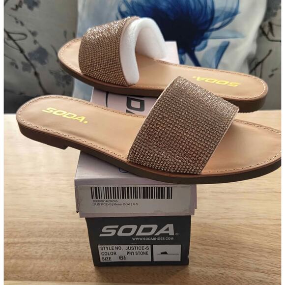 SODA RoseGold Slip on Sandals - Picture 1 of 4